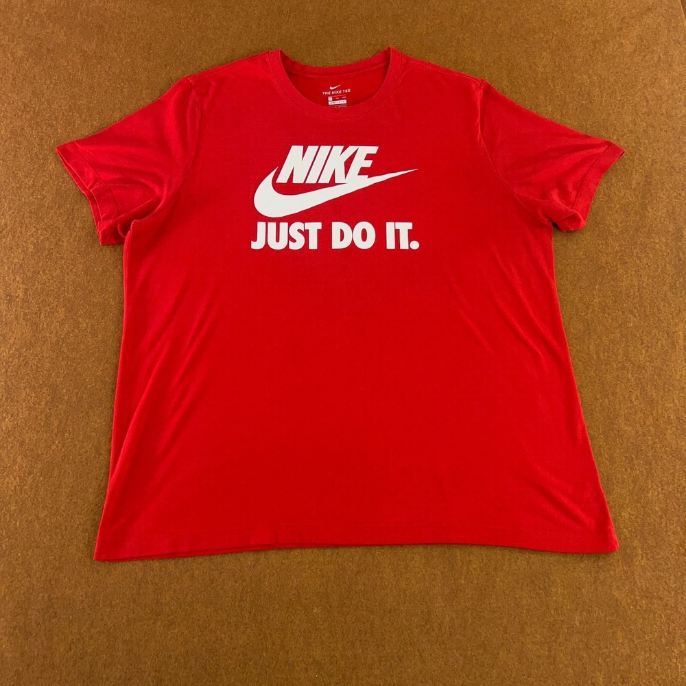 Nike Dri Fit Mens Size XXL Red Just Dot It Logo Graphic Short Sleeve T-Shirt